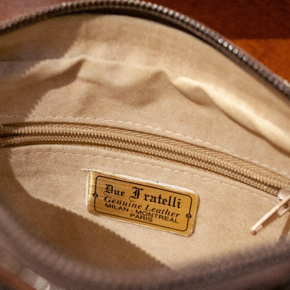 DUE FRATELLI - Black Glossy Croc Embossed Leather Shoulder Bag Purse - Picture 5 of 5